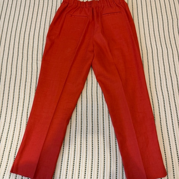 Bright Orange/Red Jcrew Linen Pant size 6 - Picture 3 of 13